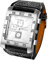 JewelryWe Uhren Herren Leder Quadrat - Retro Punk Analog Quarz Armbanduhr Männer Große Uhr mit Weißem Rechteckigen Zifferblatt und Breit Leder Armband
