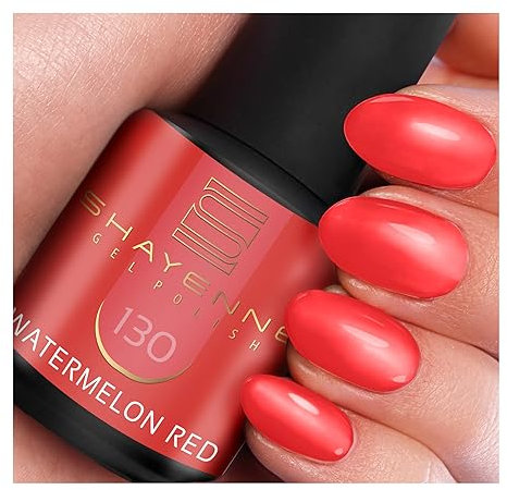 SHAYENNE UV Gel Nagellack - 130 Watermelon Red Rot 15 ml - Langanhaltend, Kratzfest & Hochglänzend - Profi-Qualität - LED kompatibel - Perfekt für Zuhause & Studio - Made in Germany