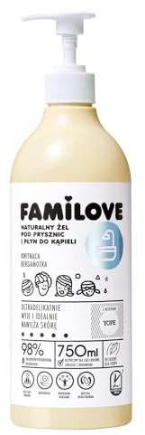 YOPE Gel de Ducha FAMILOVE | Para toda la familia adultos y niños | Mantequilla de murumuru | Aceites de almendras y oliva | 98% Ingredientes naturales | Fórmula vegana | Bergamota floreciente | 750ml