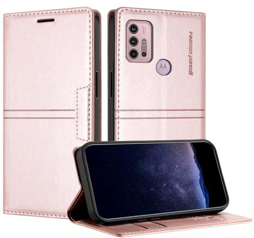 TOUCASA Handyhülle für Motorola Moto G30 / G20 / G10, PU Leder Brieftasche Flip Stoßfest Hülle, mit [Kartenfächer] [Magnetverschluss] [Ständer] Kompatibel mit Moto G30 (Rosa)