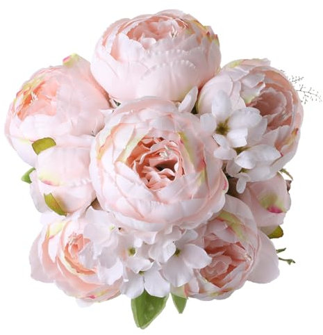 JOYHAZE Künstlicher Pfingstrosenstrauß, 48,3 cm, Seide, große Pfingstrosen, Kunstblumen mit Knospen für Hochzeit, Zuhause, Party, Büro, Tischdekoration, DIY-Blumenarrangements