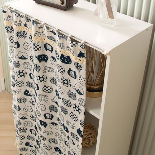 Chaoyilian Schranktür Vorhang,Schrankvorhänge für Küche,Bücherregal Kurzer Vorhang,Möbel Verdunkelungsvorhang,Beschattung und Belüftung,Mit Führungsschie,für Schuhschränke,Schränke,Bücherregale