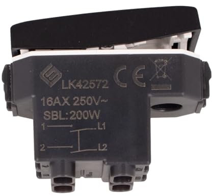 Interruttore Bipolare 2P 16A 220V, Compatibile Con Bticino Living, Compatibile Con Vimar Plana (1 Pezzo, Nero)