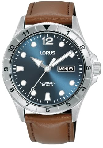 Lorus Sport Man Herren Uhr analog Automatik mit Edelstahl Armband,Braun