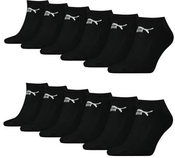 PUMA Unisex Sneaker Socken knöchelhoch für Damen Herren 12er Pack, Farbe:Black, Socken & Strümpfe:35-38