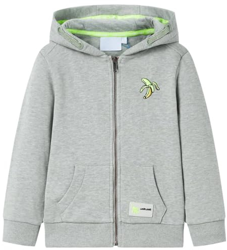 vidaXL Kinder Kapuzenpullover mit Reißverschluss Sweatjacke Helles Khaki Melange 116