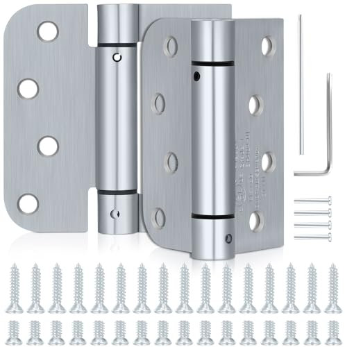 Hicarer Selbstschließende Türscharniere, 10,2 cm, quadratisch, 1,6 cm Radius, Ecken, automatische federbelastete Scharniere, verstellbare Spannung, automatisches Türschließer-Scharnier für Garage,