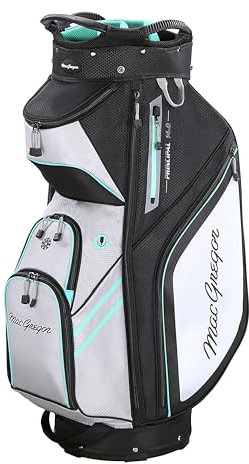 MacGregor Principal 10 Golf Cart Bag, 14-Way Top With Dividers And 9 Pockets, Cool Mint/Grey
