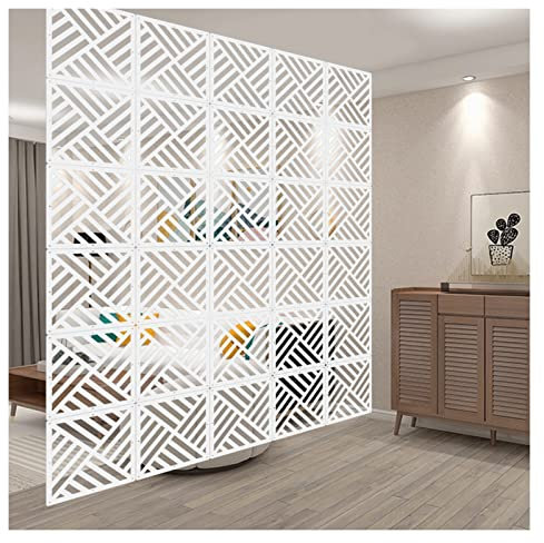 Hängende Raumteiler,Hängende Trennwände Panel, Ausgehöhlte PVC-Sichtschutzpaneele, Schlafzimmer-DIY-Paneele, Trennwand for Schlafzimmer, Restaurant, Hotel, Farbe: Weiß, Größe