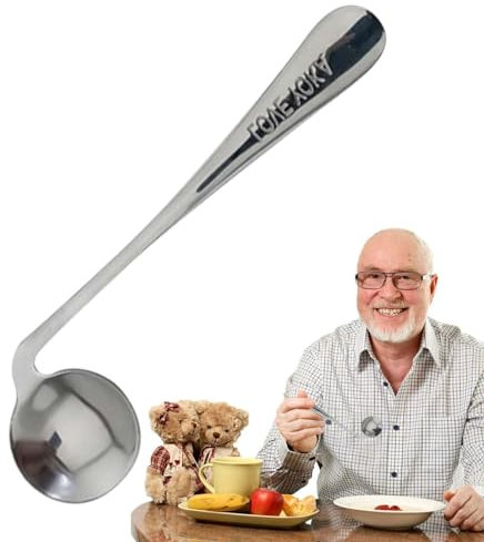 Fukamou Älterer Ellenbogengabellöffel | Abgewinkelte Essgabel, Gebogener Löffel, Utens Zur Selbsternährung - Pflegeutensilien- Für Ältere Menschen, Praktisch Für Ältere Senioren Und Behinderte