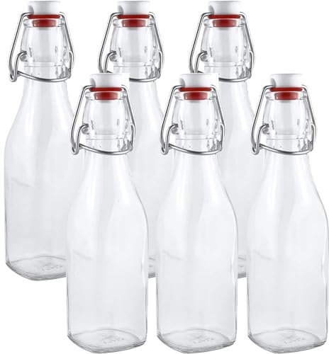 Eidoct Botellas de vidrio transparente con tapones herméticos, elaboración de cerveza, vino, condimentos, bebidas, aceite, vinagre, kombucha y agua