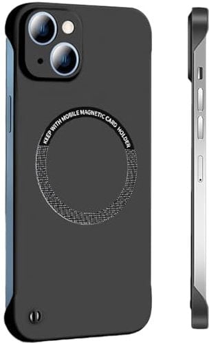 FAOMSEBS for iPhone 14 MagSafe Case (Bare Metal Feel) [Rapid Heat Dissipation] [Strong Magnetic] Borderless Slim Case for iPhone 14, 6.1'', Black