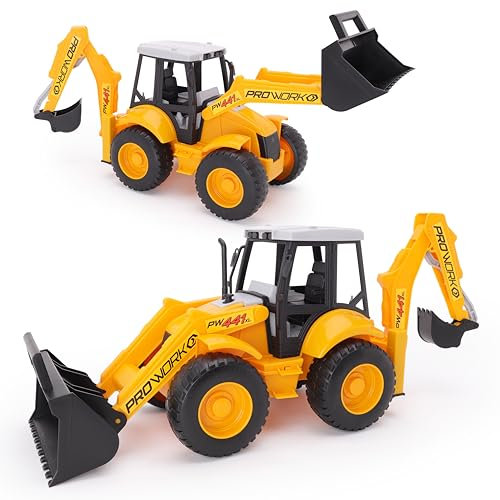 Toyland® 72 cm (28 Zoll) großes Baggerladerfahrzeug – beweglicher Frontlader und Bagger – 1:16 – Konstruktionsspielzeug