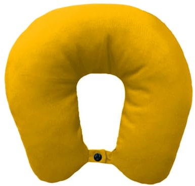 Lemos Home Nackenkissen mit Mikrofaserfüllung, Nackenhörnchen, bequemes Reisekissen für Flugzeug, Auto, Büro, ideal für Camping, Urlaub und Reise Gadgets (Ockergelb)