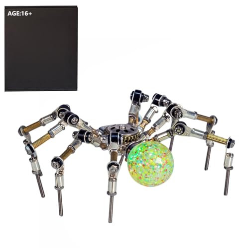 Mious 3d Metal Jigsaw Puzzle for Adults, 3D Metal Spider Model DIY Kits with 2CM Glowing Crystal Ball (270PCS+)