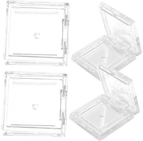 Healeved Nachfüllbare Quadratische Lidschattenpfannen 4 Stück Transparent Kleine Leere Make up Palette Tragbare Kosmetikbehälter Für Lippenbalsam Rouge Highlighter Reisekosmetik