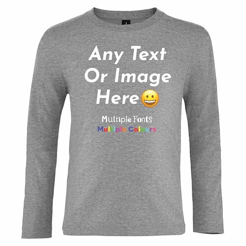 Varsany Any Text Any Photo T Shirt - White Long Sleeve Tops for Kids & Adults, Unisex Personalised Tshirt for Kids & Adults