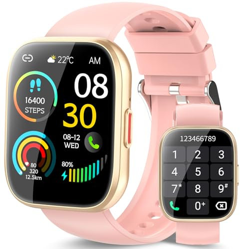 VKROBAG Smartwatch Uomo donna Rispondi/Effettua Chiamate, 1.85 Schermo Smartwatch Orologio Uomo, 112 sportivo, IP67 Impermeabile Sportivo Watch con cardiofrequenzimetro/sonno, Fitness Watch Rosa