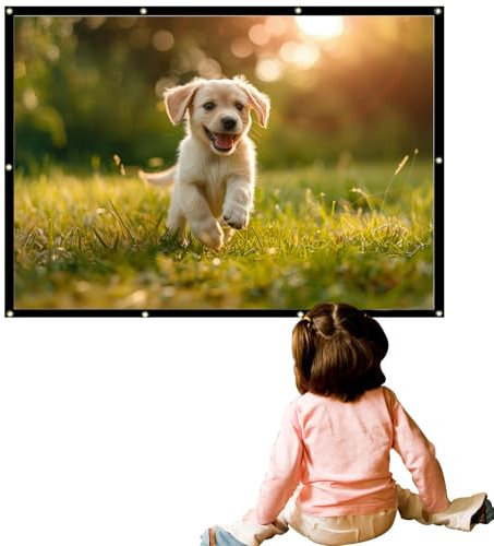 Outdoor Movie Projector Screen - foldable lightweight screen with frame, portable and compact | old movie-style screen AT for camping trips, backyard gatherings, smartphone tablet projection,