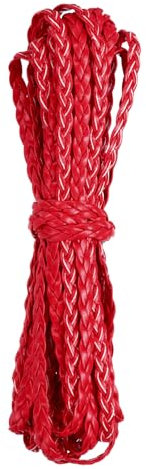 Rebower Flat Braided Leather Cord 5mm Braided Cording 5m Dark Red Leather Craft Strip for Jewelry Making, Necklaces, Bracelets, Belt, 16.4ft