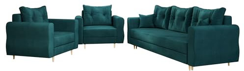 Mirjan24 Sofagarnitur Zyruno 3+1+1, Sofa + Zwei Sessel, Couch, Polstersofa, Fernsehsessel, Polstergarnitur Couchgarnitur Sessel, Sofa, Polstersessel (Manila 37)