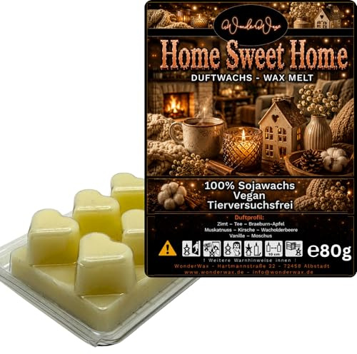 WonderWax® Duftriegel 6 x Duftwachs Herzen Weiß Home Sweet Home | Farbe: Weiß | Raumduft für Duftlampen, Wax Melt, Sojawachs, Indoor Duftöl Wachs schmelzen für Aromalampe