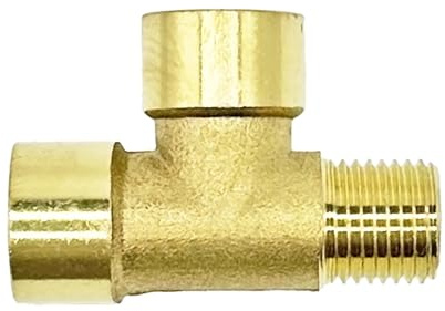 3-Wege-1/4-Zoll-NPT-T-Stück Messingrohrverschraubungen, 6,35 mm Innengewinde x 6,35 mm Innengewinde x 1/4 Zoll Außenschlauchverschraubung, Stangen-T-Adapter, Rohrverschraubung (1 Stück)