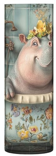 Hippo Blumenvasen im Vintage-Stil, Kunststoff, transparent, für Esstisch, Tafelaufsätze, Bürodekoration, 30 x 9 cm, Blau