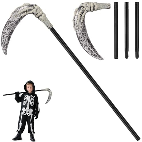 Skelett Geisterklaue Sense Halloween - Zerlegbar 117 cm - Gruselige Skelett Sensenmann Kostüm Accessoire Sichel,Halloween Sense Zubehör Grim Reaper Waffe für Erwachsener