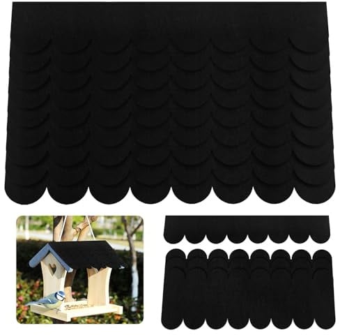 Calolin 53 Stück Selbstklebende Dachpappe, wasserdichte Vlies-Mini-Dachschindeln für Vogelhäuschen, Nistkästen, Kaninchenställe, Hundezwinger und Verschiedene DIY-Projekte