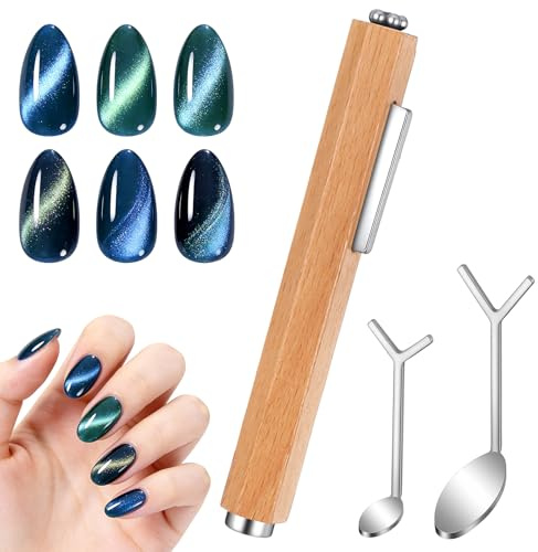 Cat Eye Magnet Set,3-in-1 Nagel Magnet,Nagelmagnet mit 2 Y-Förmiger Magnetwerkzeug,Multifunktional Fingernagel Design Magnet,für DIY-Nagelstudios und Nageldesign zu Hause