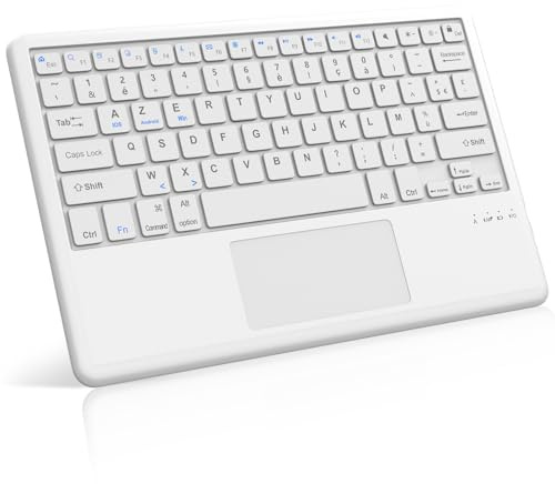 FOGARI Touchpad Tastatur Tablet Bluetooth 12 Zoll – Französische AZERTY-Tastatur, leicht, dünn, für iPad Samsung Galaxy Redmi/XiaomiPad HuaweiPad HonorPad FireHD, für Android/iOS/Fire OS, Weiß