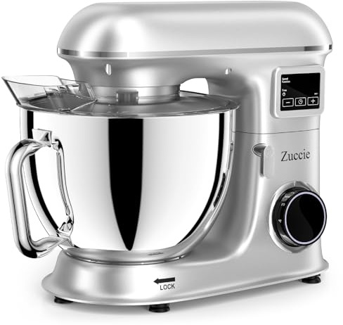 Zuccie Robot de cocina 8L con pantalla táctil LED, función de temporizador, 10 velocidades (plateado)