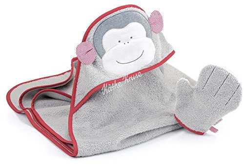 Käthe Kruse 55178 Affe Carlo Badetuch mit Waschlappen, grau