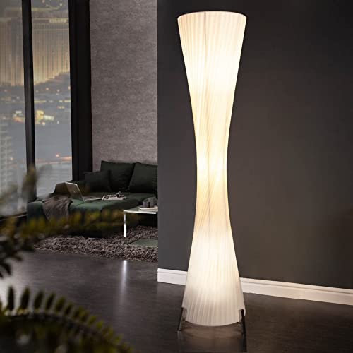 cagü XL Design Retro Lounge Stehlampe LOOP Weiß Kegelform Rund aus feinem Plissee 160cm