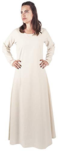 Andracor - Langes Mittelalter Unterkleid aus Baumwolle - Verkleidung - Kostüm - Wikinger, Fantasy & Cosplay - XL - Natur