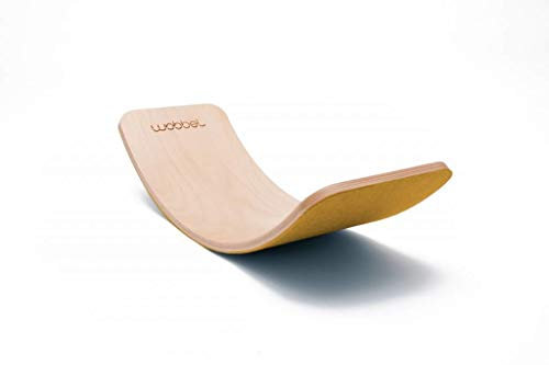 Wobbel Wobbelboard Yogaboard PRO transparent lackiert mit Filz Mustard Gelb