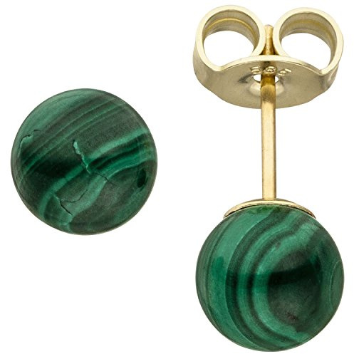 Jobo Damen-Ohrstecker aus 14 Karat 585 Gold mit Malachit