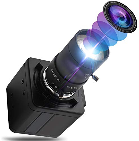 Cámara web de 2 MP con lente varifocal de 5 a 50 mm, cámara USB HD 1080P de alta velocidad VGA 100 fps USB cámara web CMOS OV2710 sensor cámara industrial con funda de aluminio Play & Plug Free Drive