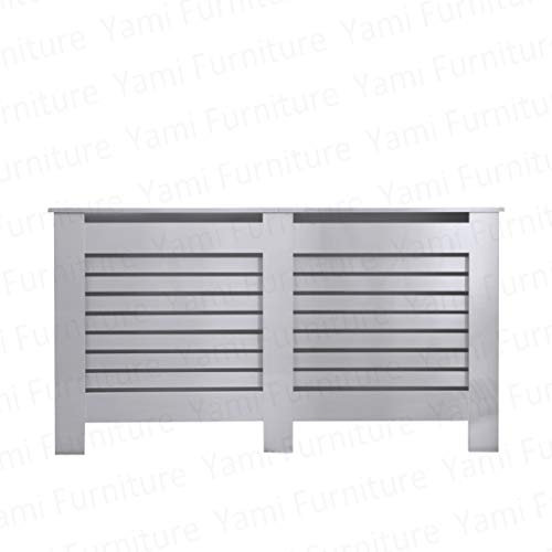 Yaermei Livingroom Kitchen Hallway Classy Highgloss Radiator Covers Decorative Cabinet 3 Colors 4 Sizes Horiz Slat UK Stock (XL, Highgloss Grey)