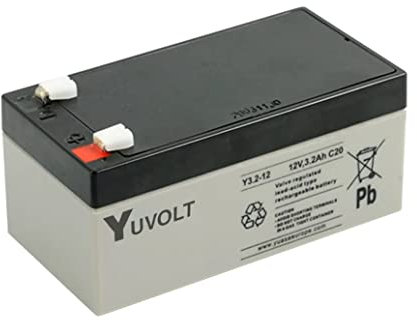 YUASA YUVOLT NP3.2-12 Lead Acid Battery - 12V, 3.2Ah
