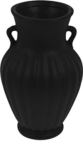 Healifty Vintage Ceramic Vase Rustic Bottle Flower Vases Decorative Farmhouse Milk Can French Country Style Porcelain Pitcher Jug for Living Room Office Home Table Decor Black