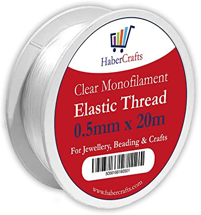 0.5mm Clear Elastic Thread Stretchy For Bracelet Making - Jewellery Making Elasticated String Bracelets Necklace Beading Decorations - (0.5mm x 20m - 1 Spool)