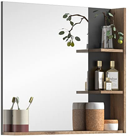 xonox.home X12B8719 Mason Wandspiegel Badezimmer, Badspiegel mit Ablage 79 x 73 x 14 cm