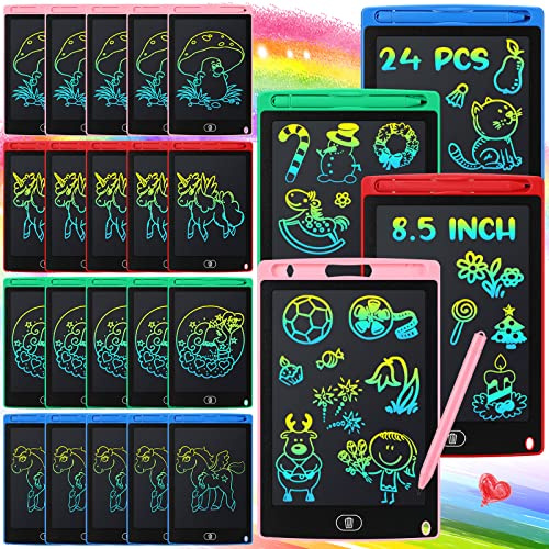 Zhehao 24 Pcs LCD Writing Tablet Kids Board, Classic Color, Round Style