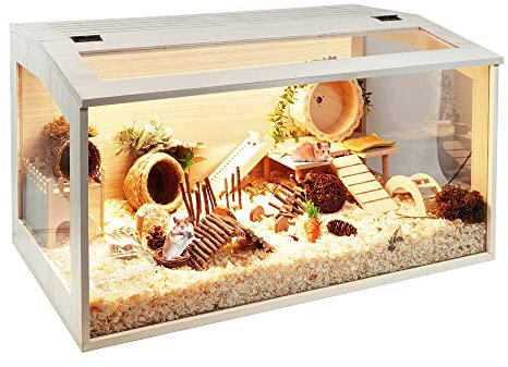 Prolee Hamsterkäfig aus Holz, extra groß, für Mäuse und Ratten, aufklappbar, mit Acrylplatten, 61 cm
