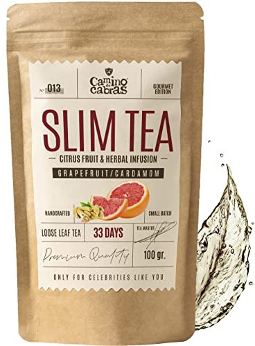 SLIM TEA con Fette di Pompelmo – Tisana Drenante e Dimagrante Forte, Detox & Brucia Grassi, Tè Verde, Matcha, Zenzero, Mate, Ortica, Equiseto, Cannella, Tarassaco, Cardamomo, Ingredienti naturali 100g