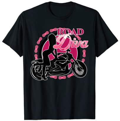 Motorrad road diva, Bikerin mit Motorräder Kette Girl, Dame T-Shirt