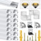 Chesbung LED Aluminium Profil für Led Streifen/Stripes, 15X1m V Form Leiste Kanal Aluprofil, Strip Schiene Streifen Diffusor mit Milchig Weißer Abdeckung, Montageclips und 45 Grad Eckverbindern