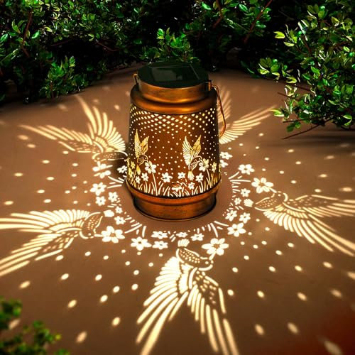 Birthday Gifts for Women, Garden Ornaments Outdoor Hummingbird Solar Lanterns for The Garden Lights Outdoor, Perfect Hummingbird Gifts Presents Mothers Day Gifts for Mum Grandma
